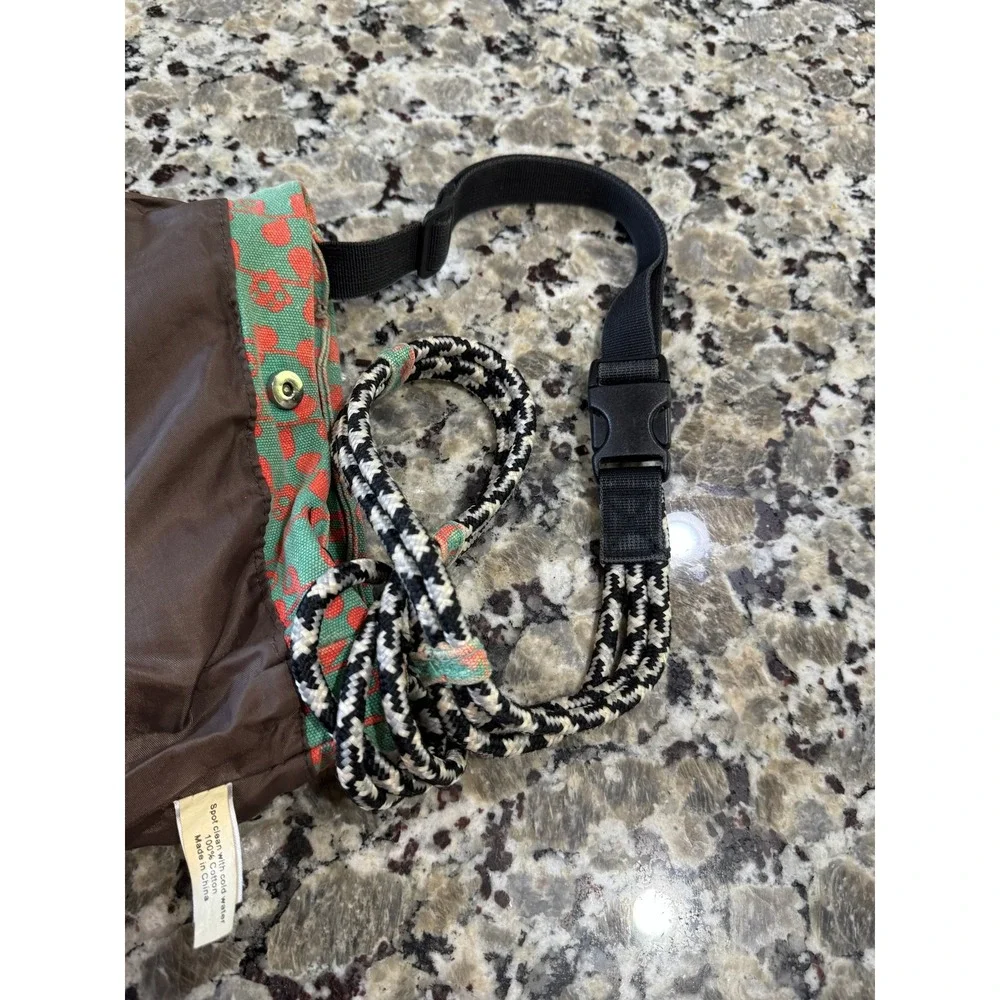 KAVU Keeper Teal Coral Floral Canvas Crossbody Bag Rope Strap Slim Travel Pouch